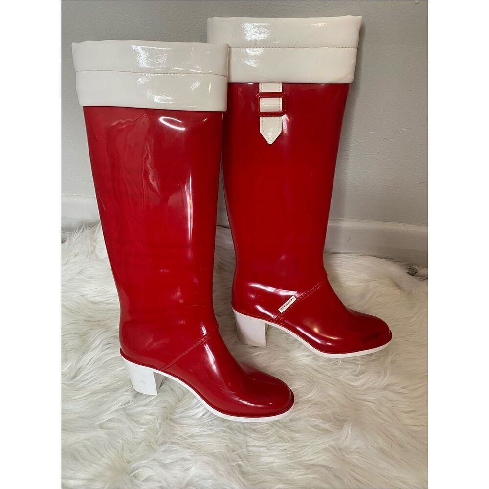 Burberry Rare Vintage Red Rubber Boots.  Authentic. Size 38